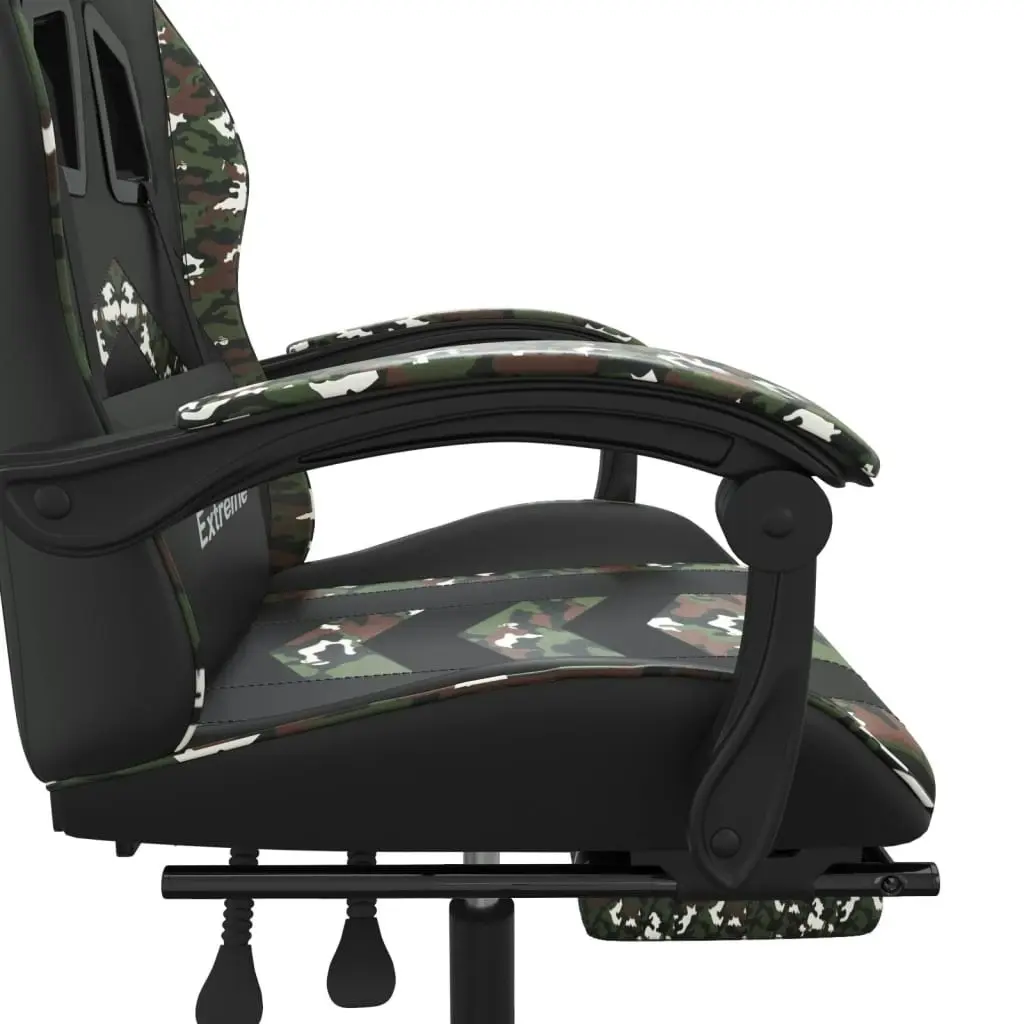 Swivel Gaming Chair with Footrest Black&Camouflage Faux Leather 349614