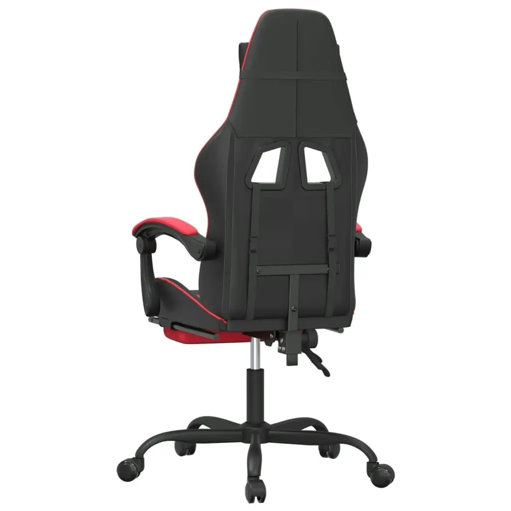 Swivel Gaming Chair with Footrest Black&Red Faux Leather 349556