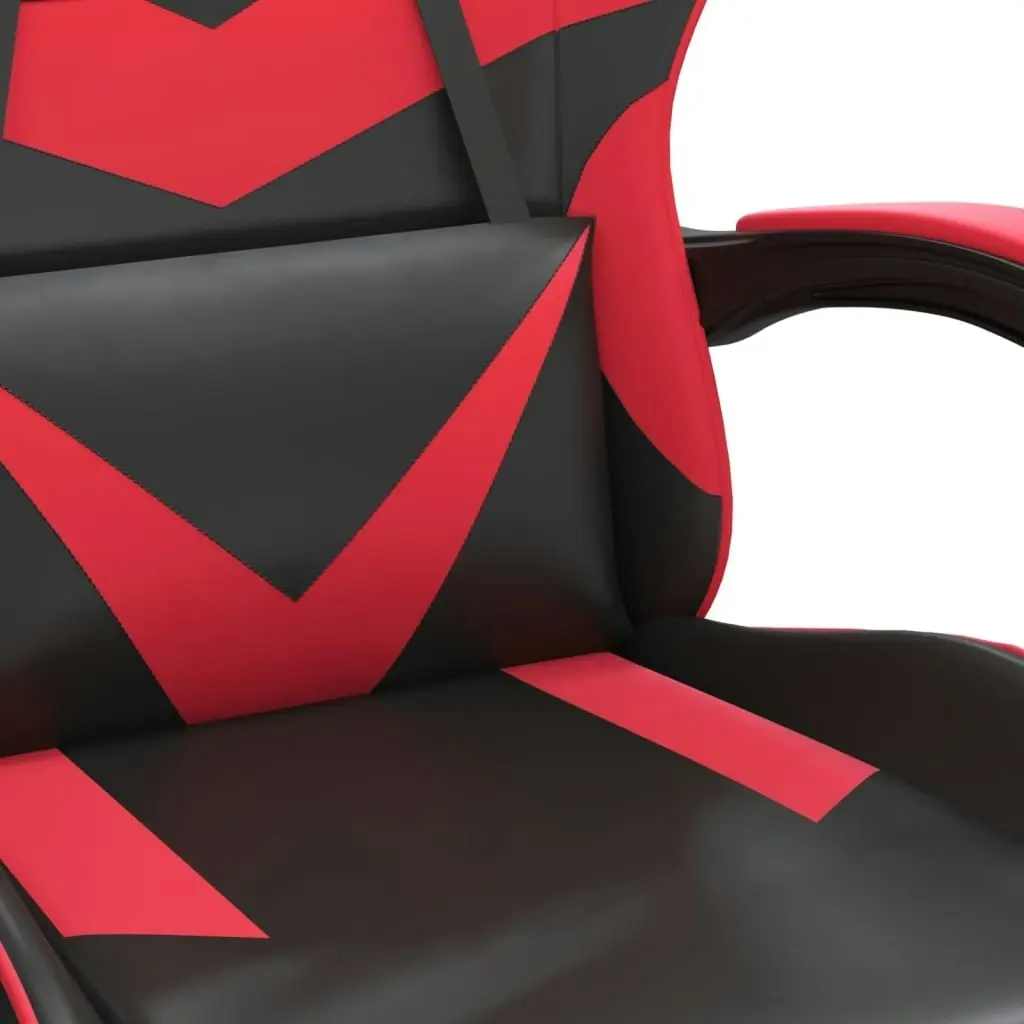 Swivel Gaming Chair with Footrest Black&Red Faux Leather 349556