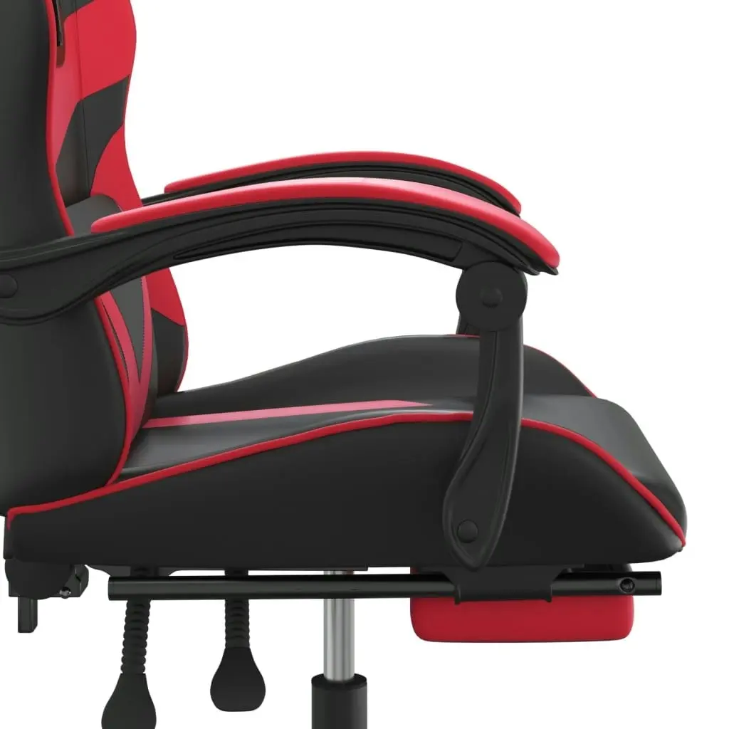 Swivel Gaming Chair with Footrest Black&Red Faux Leather 349556