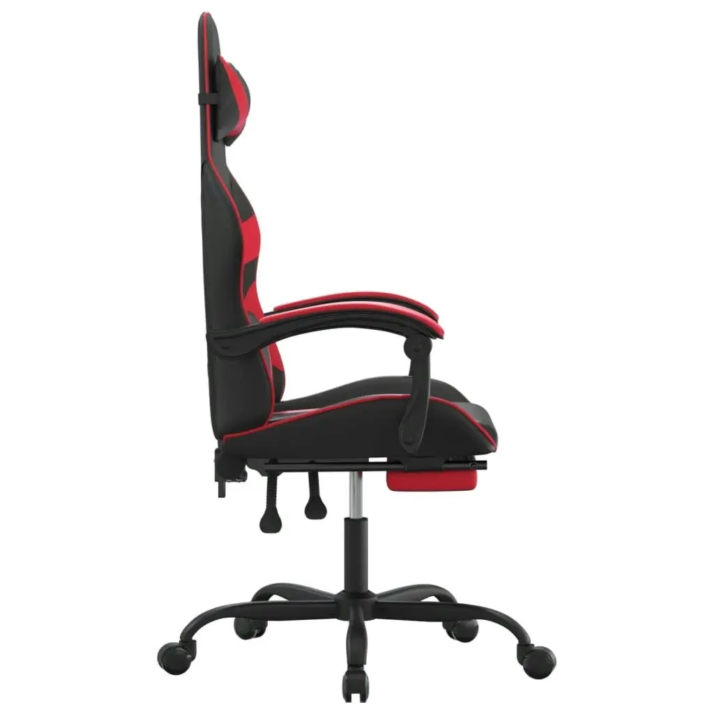 Swivel Gaming Chair with Footrest Black&Red Faux Leather 349556