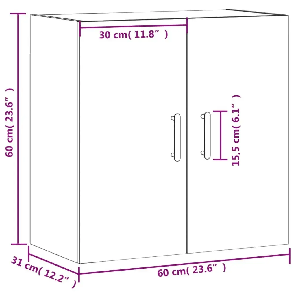 Wall Cabinet White 60x31x60 cm Engineered Wood 829972