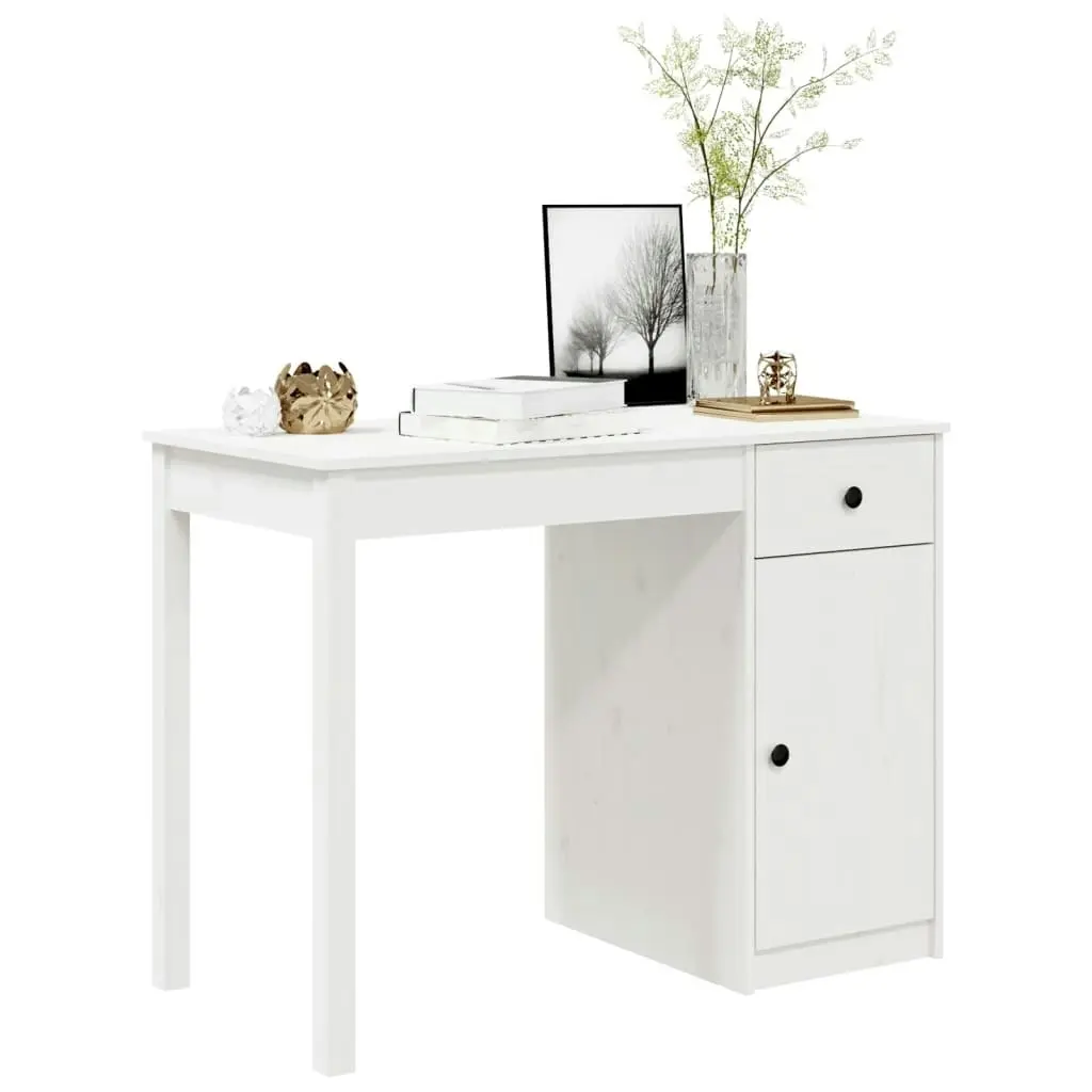 Desk White 100x50x75 cm Solid Wood Pine 814630