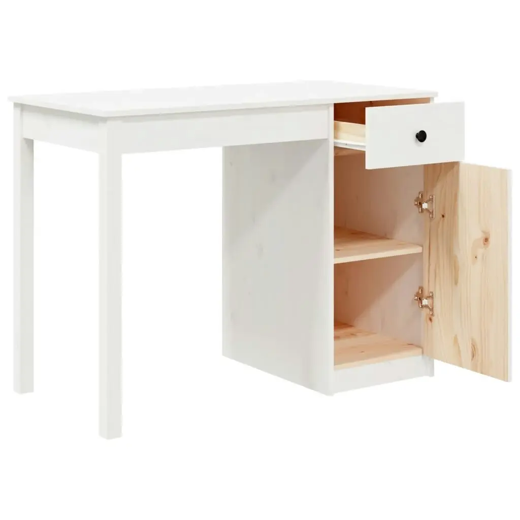 Desk White 100x50x75 cm Solid Wood Pine 814630