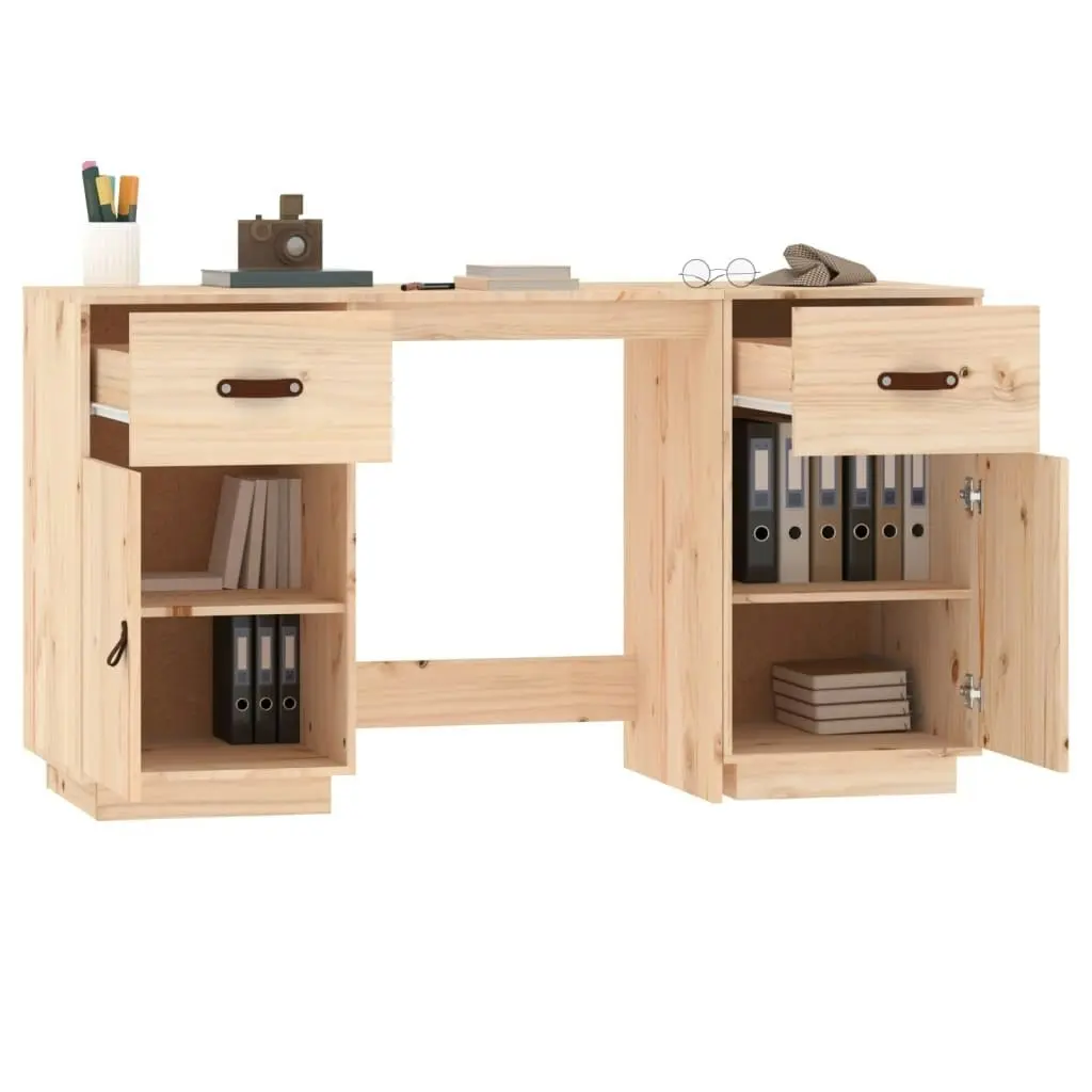 Desk with Cabinets 135x50x75 cm Solid Wood Pine 3107844