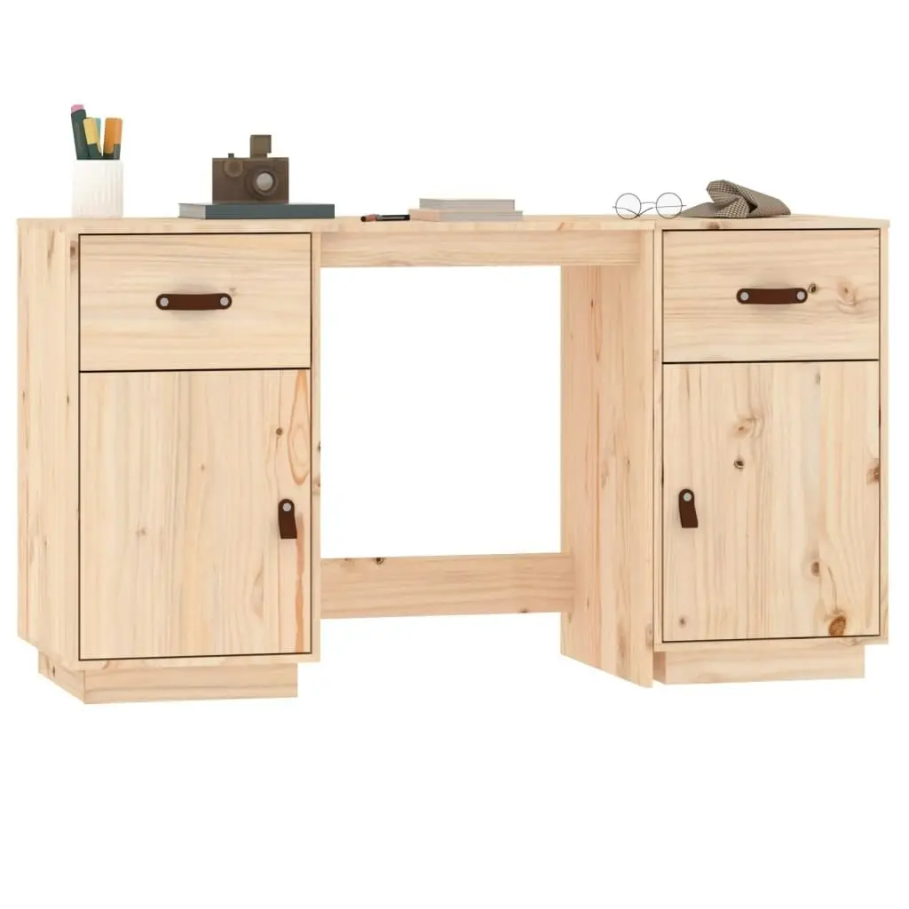 Desk with Cabinets 135x50x75 cm Solid Wood Pine 3107844