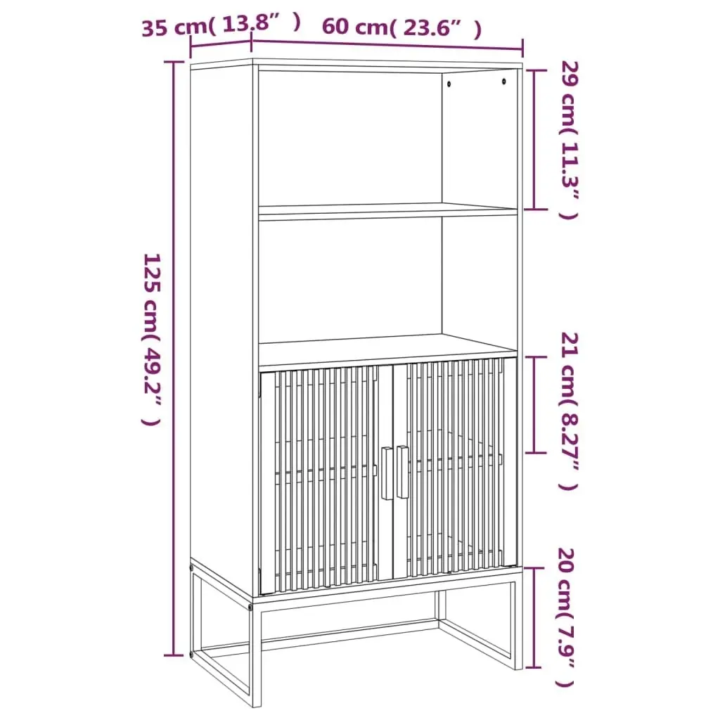 Highboard Black 60x35x125 cm Engineered Wood 352134