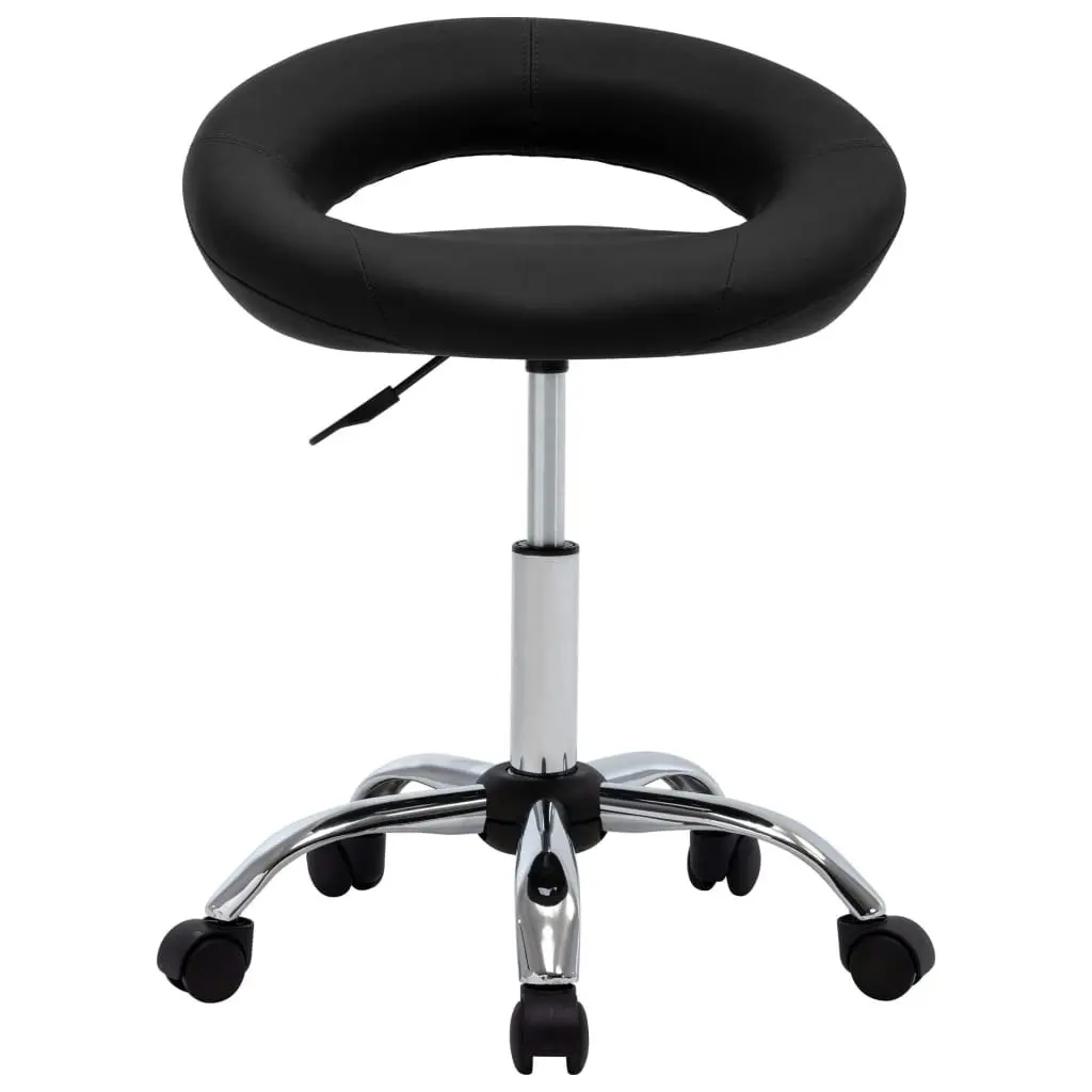 Rolling Work Chair Black Faux Leather 323664