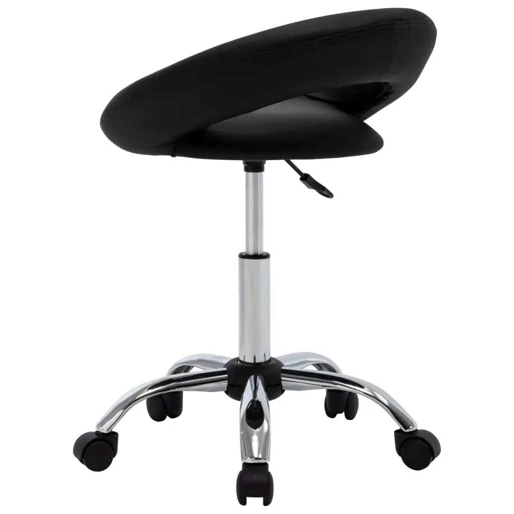 Rolling Work Chair Black Faux Leather 323664