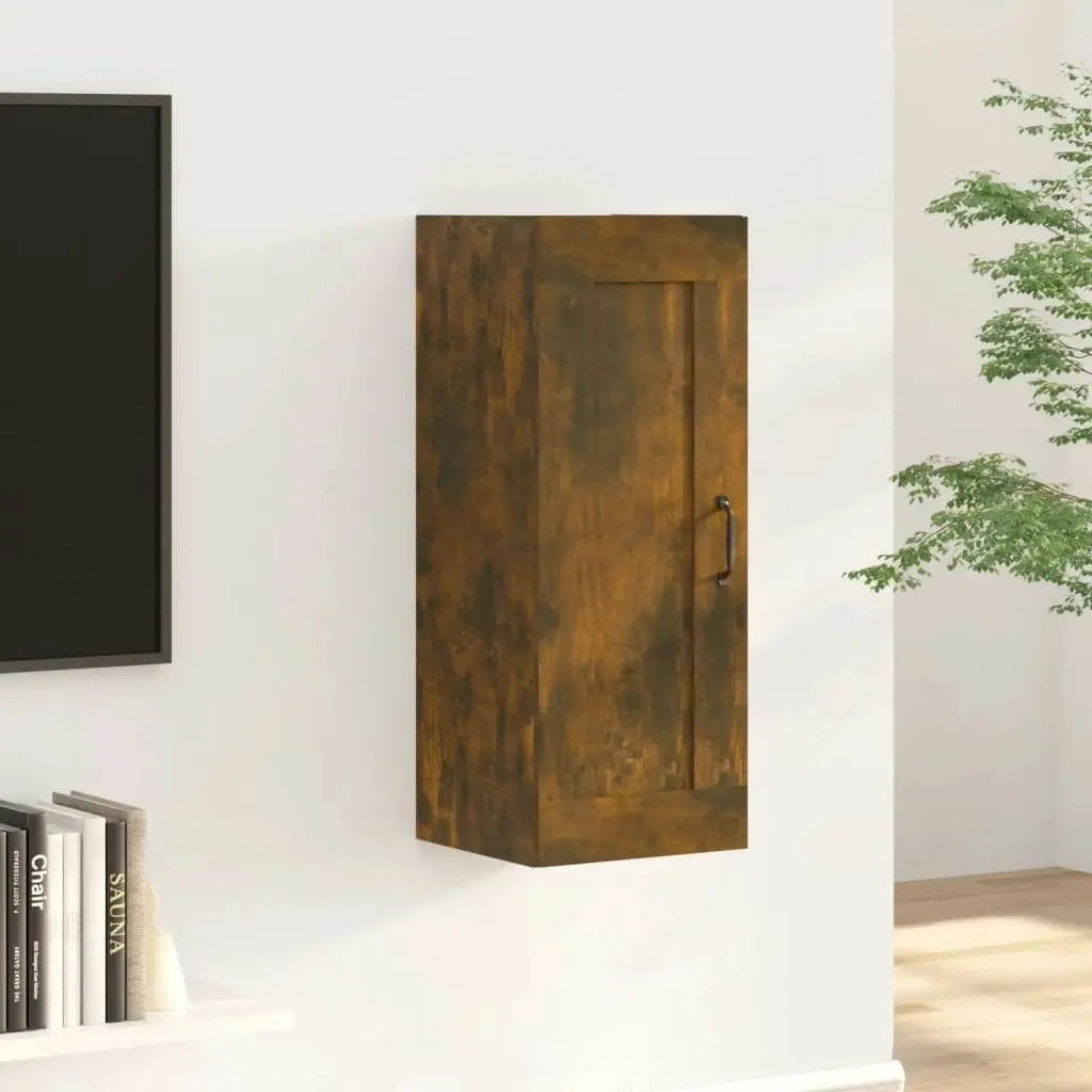 Hanging Cabinet Smoked Oak 35x34x90 cm Engineered Wood 817453