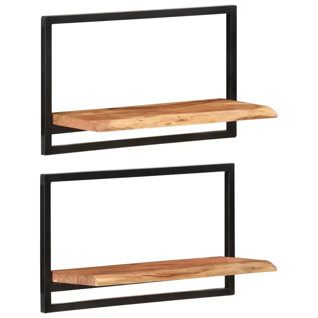 Wall Shelves 2 pcs 60x25x35 cm Solid Wood Acacia and Steel 338459