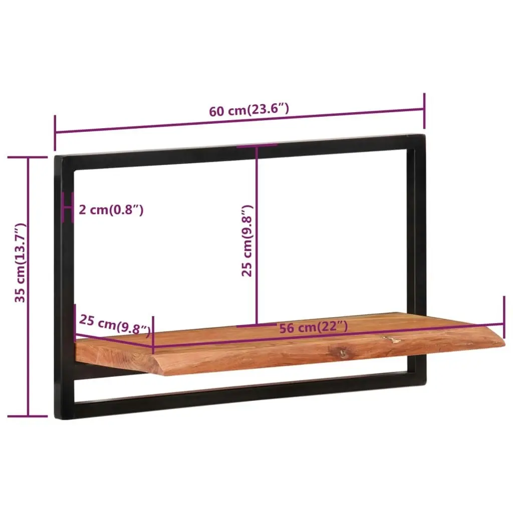 Wall Shelves 2 pcs 60x25x35 cm Solid Wood Acacia and Steel 338459