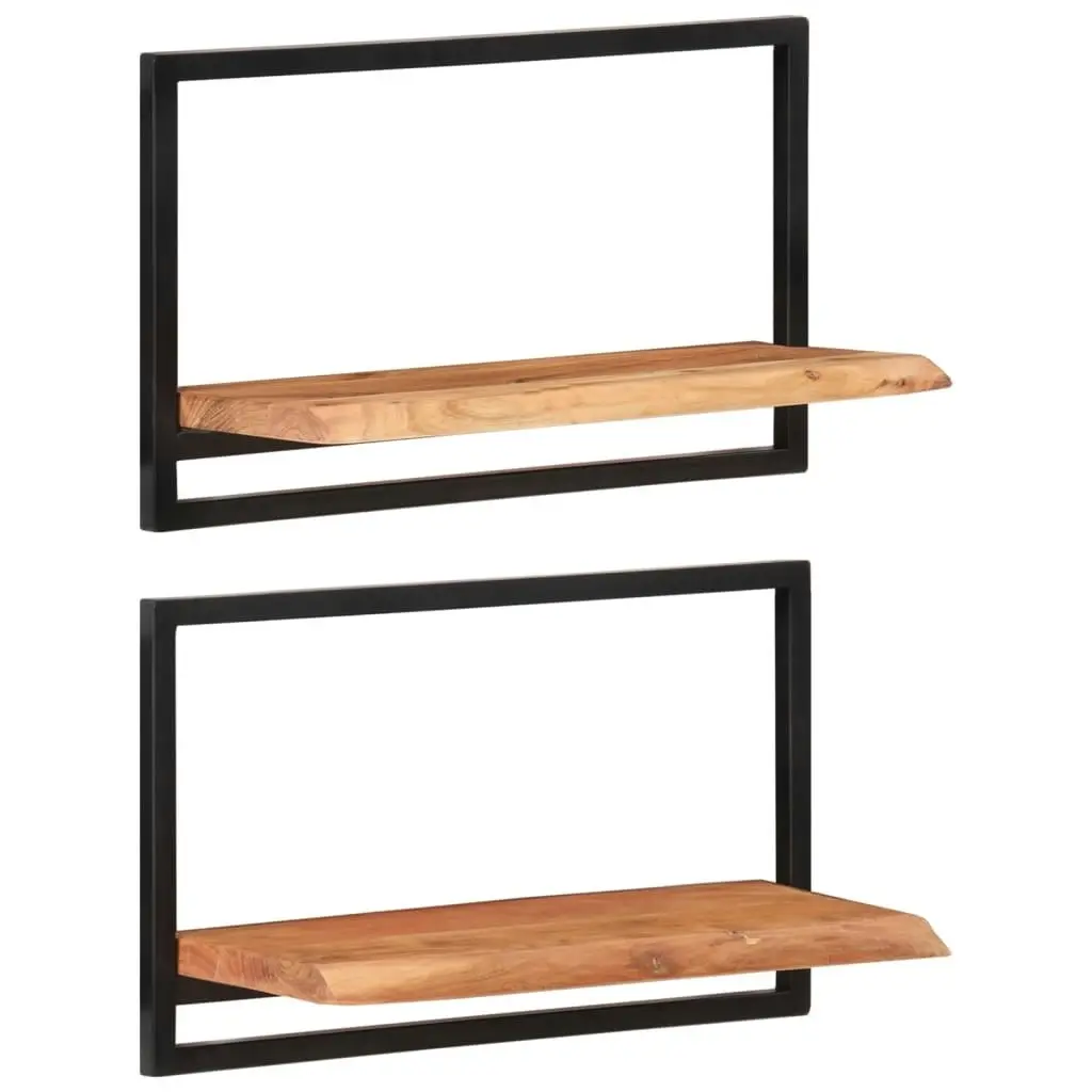 Wall Shelves 2 pcs 60x25x35 cm Solid Wood Acacia and Steel 338459