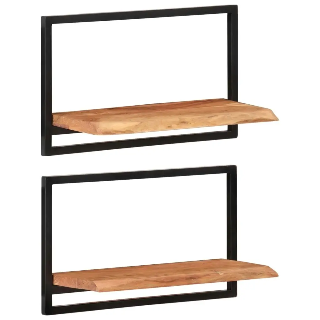 Wall Shelves 2 pcs 60x25x35 cm Solid Wood Acacia and Steel 338459