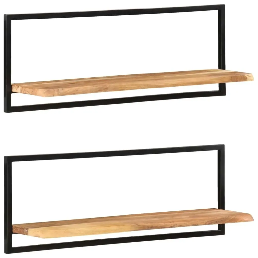 Wall Shelves 2 pcs 100x24x35 cm Solid Wood Acacia and Steel 338457