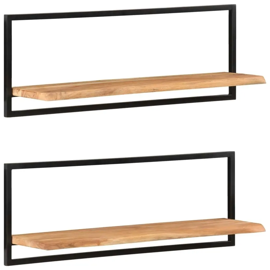 Wall Shelves 2 pcs 100x24x35 cm Solid Wood Acacia and Steel 338457