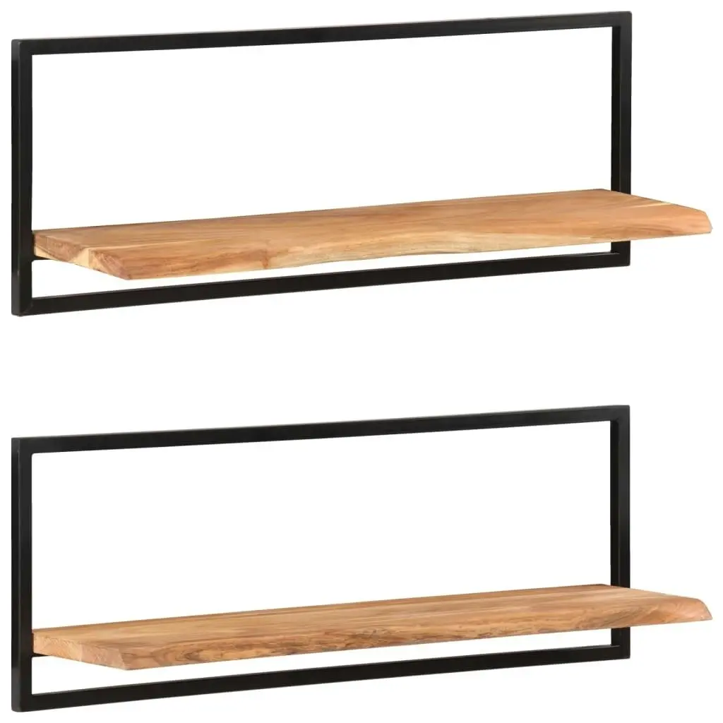 Wall Shelves 2 pcs 100x24x35 cm Solid Wood Acacia and Steel 338457