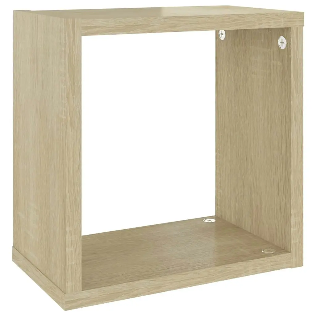 Wall Cube Shelves 6 pcs White and Sonoma Oak 26x15x26 cm 807042