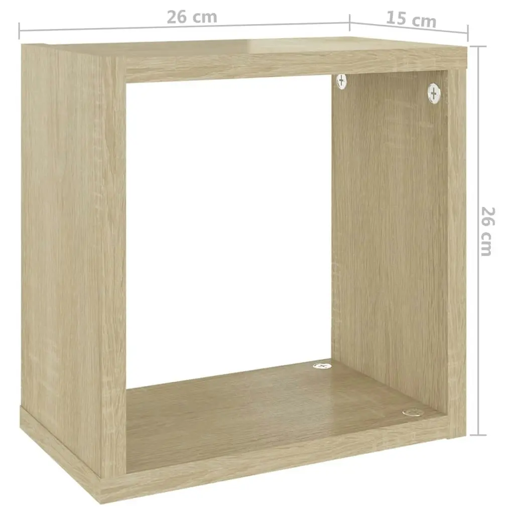 Wall Cube Shelves 6 pcs White and Sonoma Oak 26x15x26 cm 807042