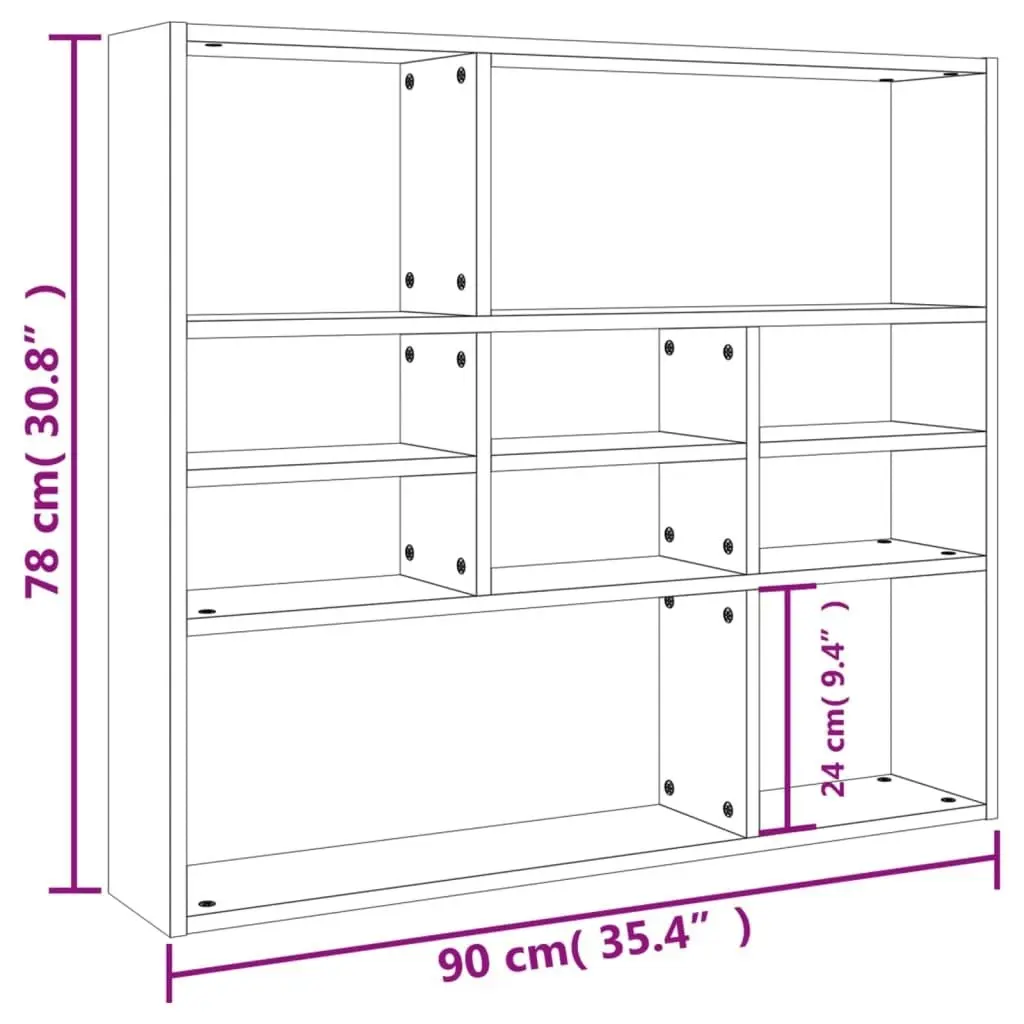 Wall Shelf Sonoma Oak 90x16x78 cm Engineered Wood 802942