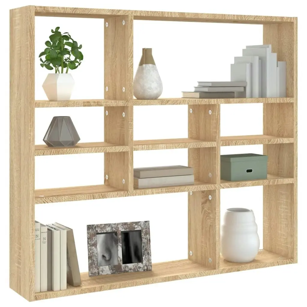 Wall Shelf Sonoma Oak 90x16x78 cm Engineered Wood 802942