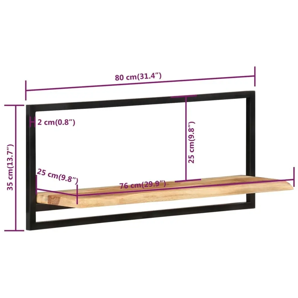 Wall Shelves 2 pcs 80x25x35 cm Solid Wood Acacia and Steel 338458