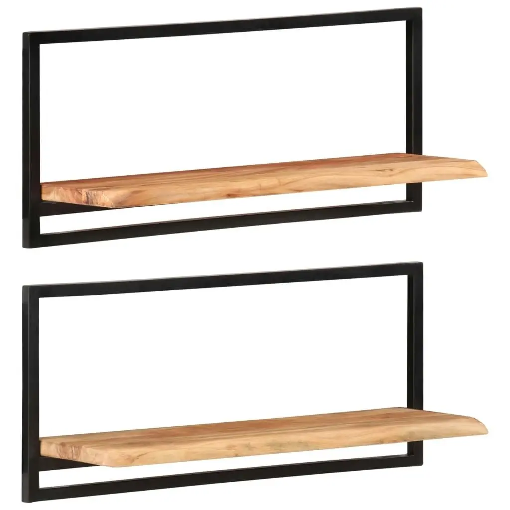 Wall Shelves 2 pcs 80x25x35 cm Solid Wood Acacia and Steel 338458