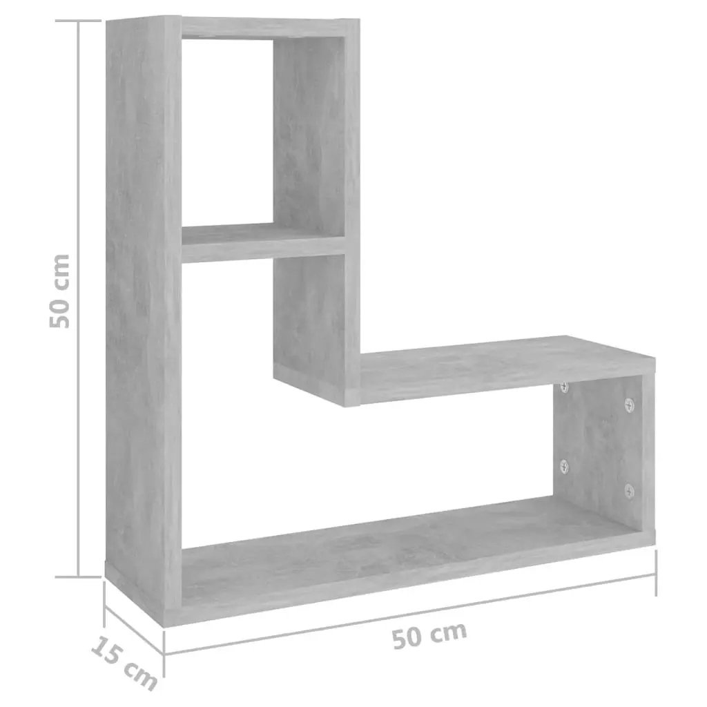 Wall Shelves 2 pcs Concrete Grey 50x15x50 cm Engineered Wood 807218