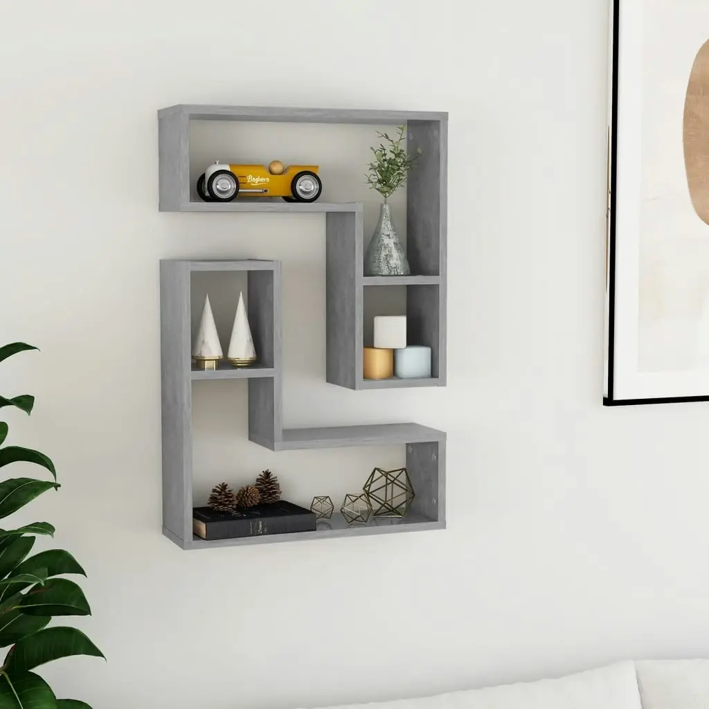 Wall Shelves 2 pcs Concrete Grey 50x15x50 cm Engineered Wood 807218