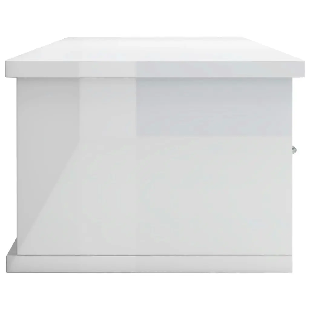 Wall-mounted Drawer Shelf High Gloss White 88x26x18.5 cm Engineered Wood 800600