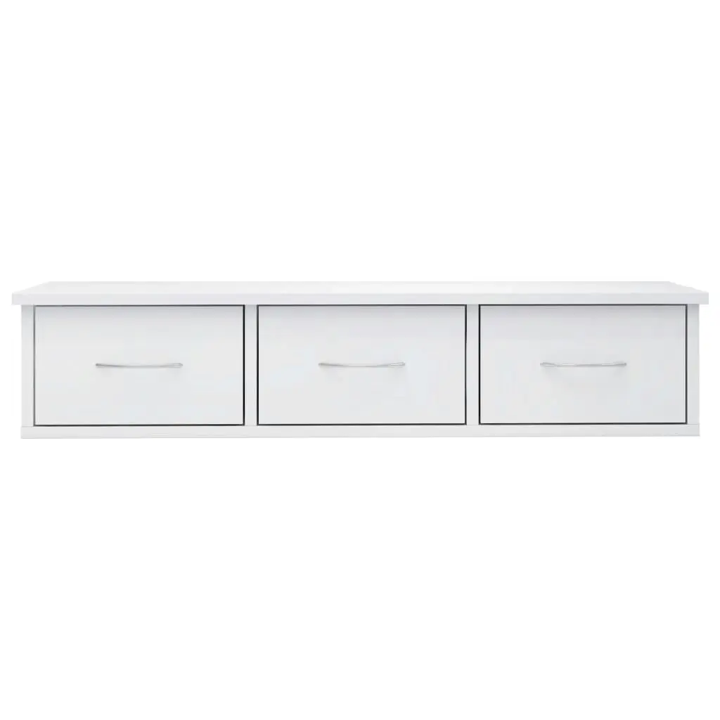 Wall-mounted Drawer Shelf High Gloss White 88x26x18.5 cm Engineered Wood 800600