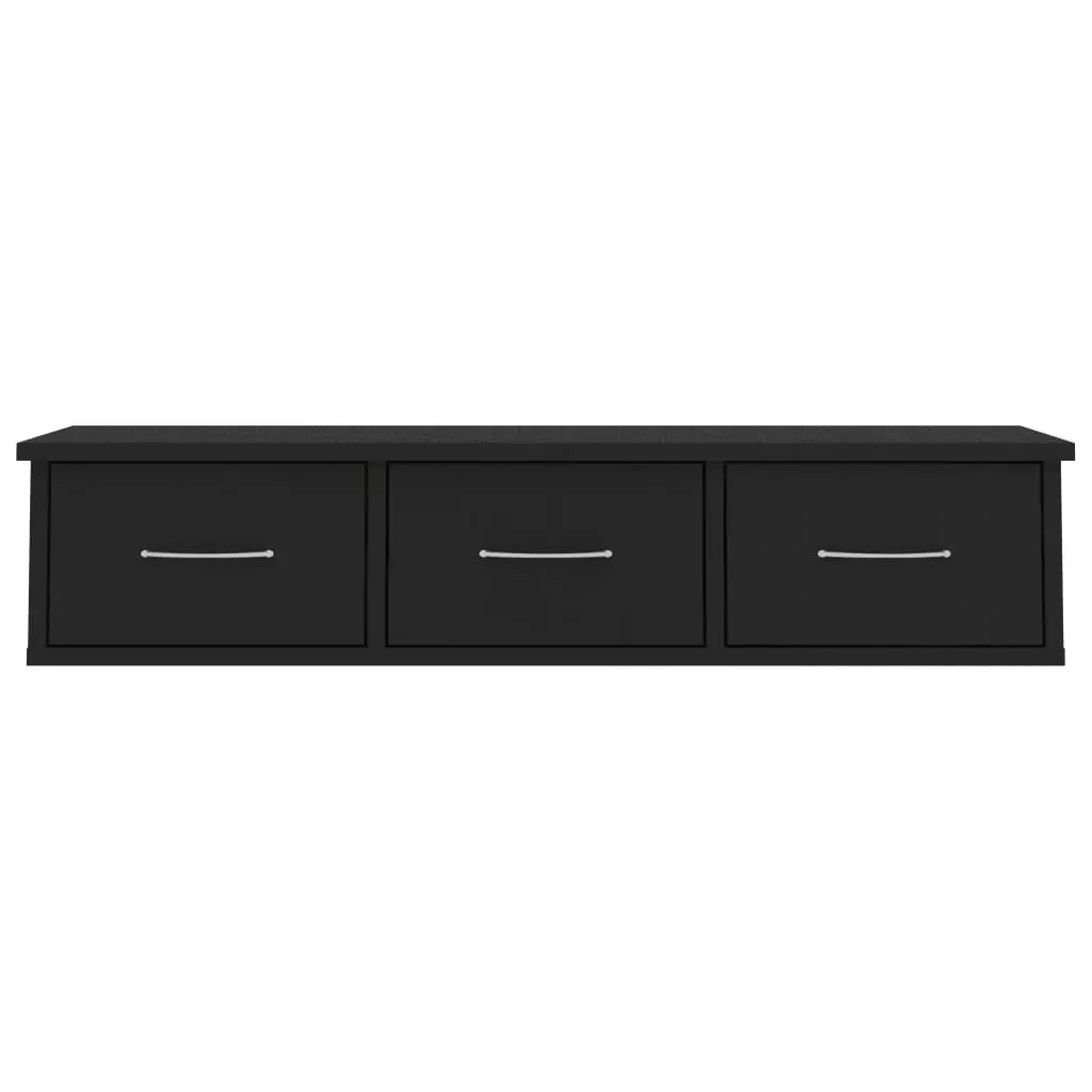 Wall-mounted Drawer Shelf Black 88x26x18.5 cm Engineered Wood 800595