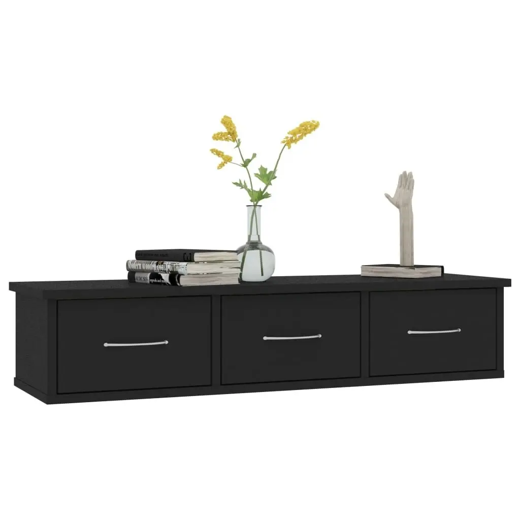 Wall-mounted Drawer Shelf Black 88x26x18.5 cm Engineered Wood 800595