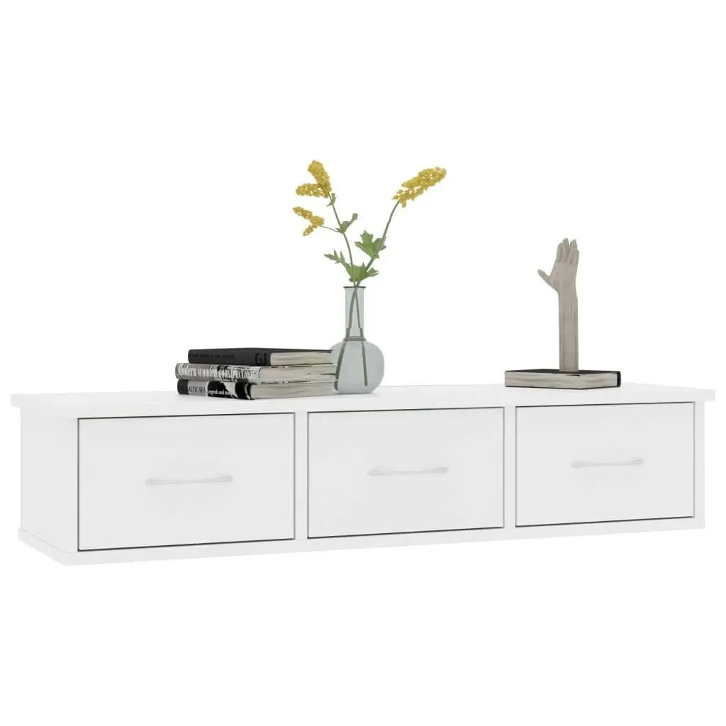 Wall-mounted Drawer Shelf White 88x26x18.5 cm Engineered Wood 800594