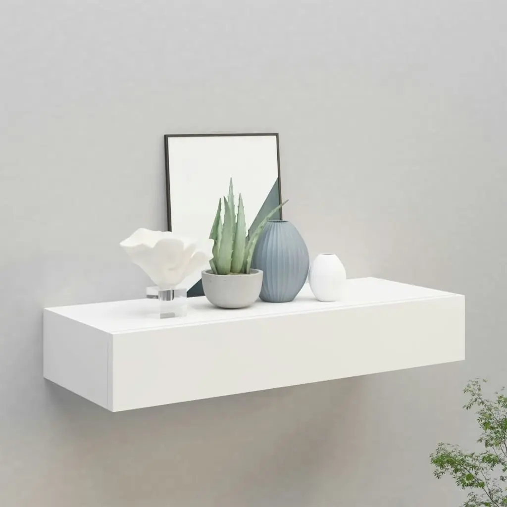 Wall-mounted Drawer Shelf White 60x23.5x10 cm MDF 330255