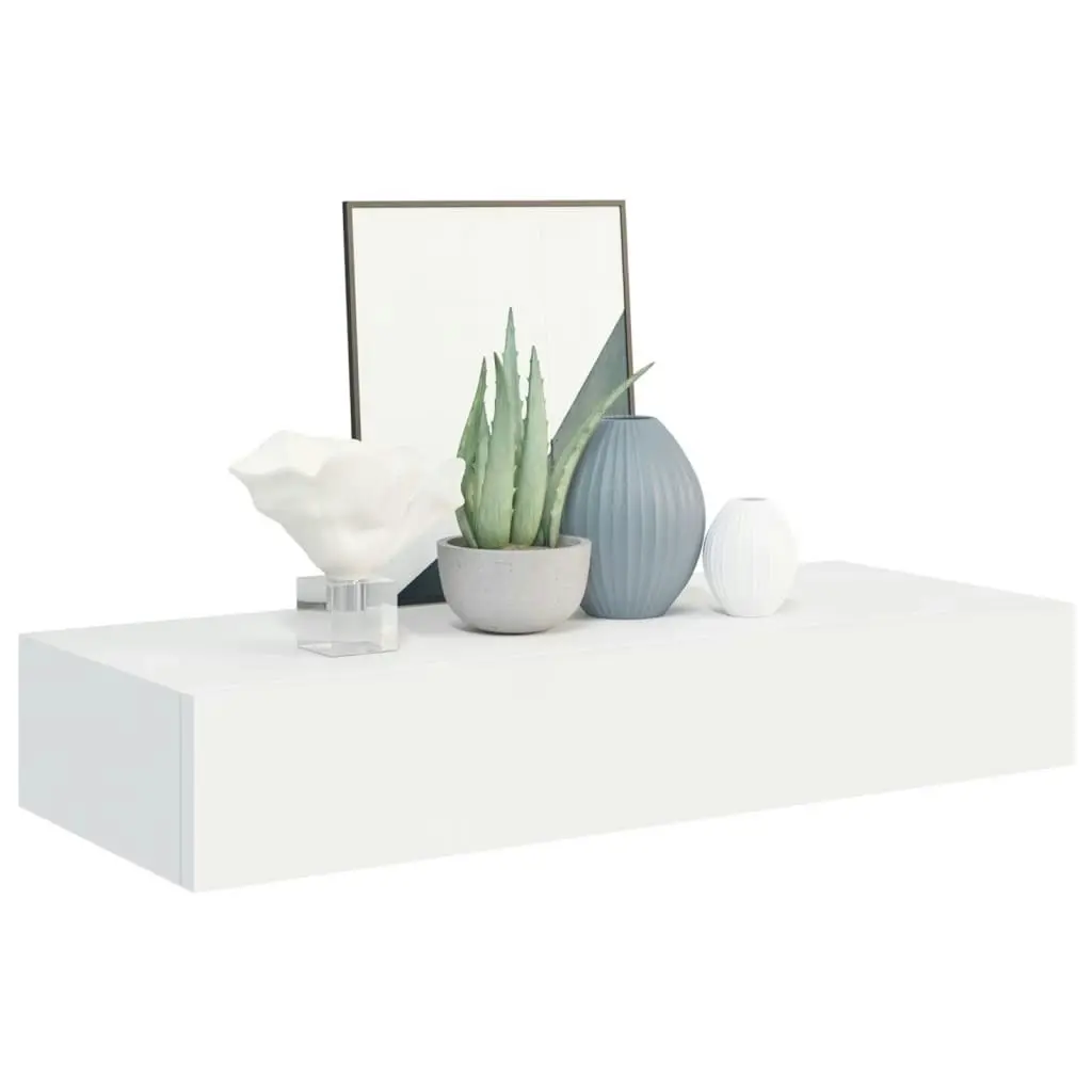 Wall-mounted Drawer Shelf White 60x23.5x10 cm MDF 330255