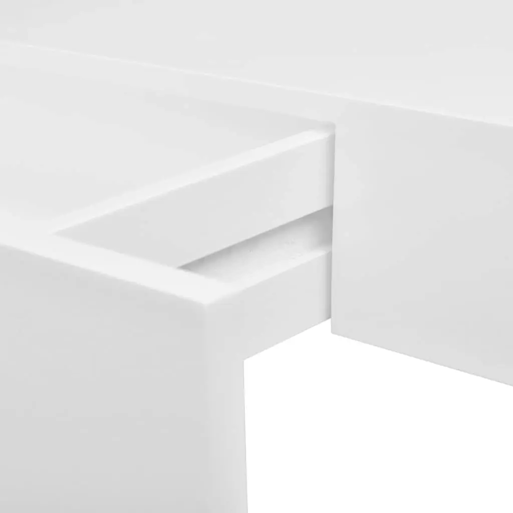 White MDF Floating Wall Display Shelf 1 Drawer Book/DVD Storage 242187