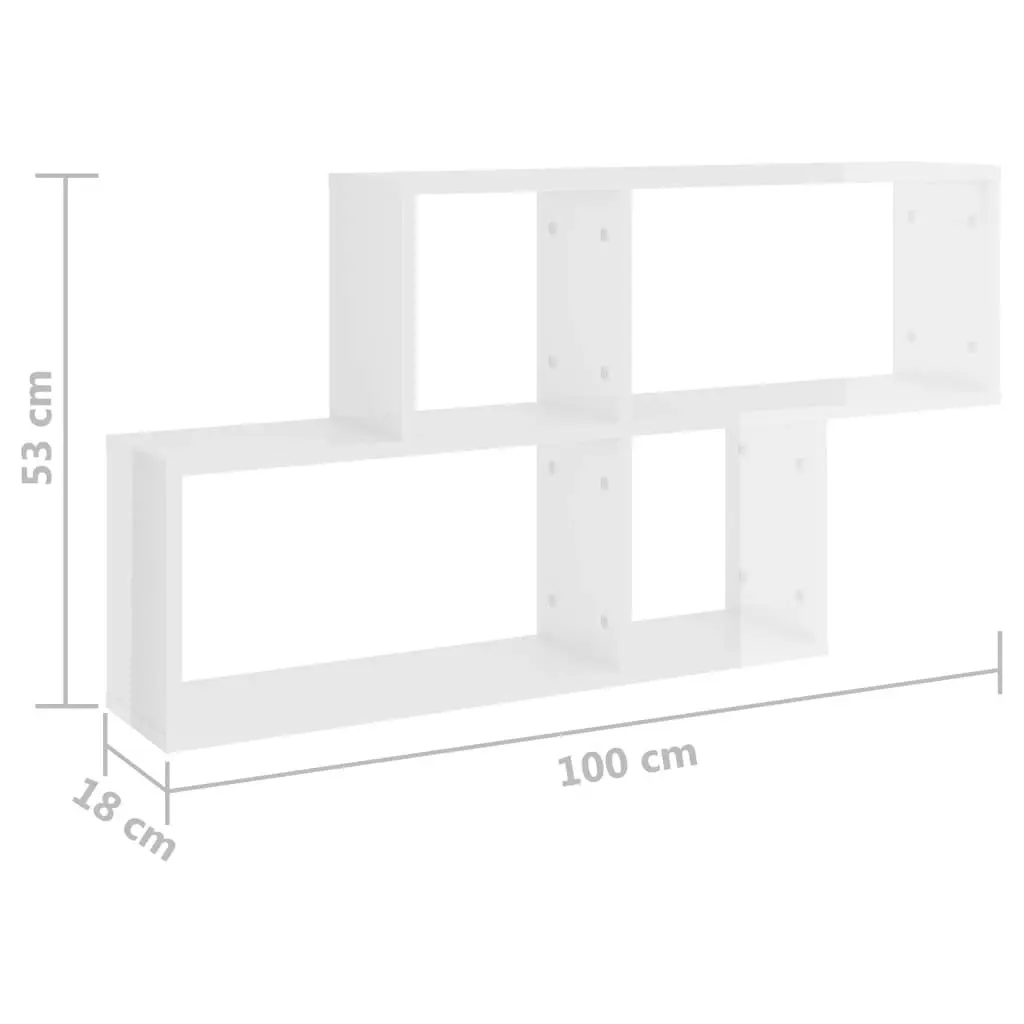 Wall Shelf High Gloss White 100x18x53 cm Engineered Wood 807166