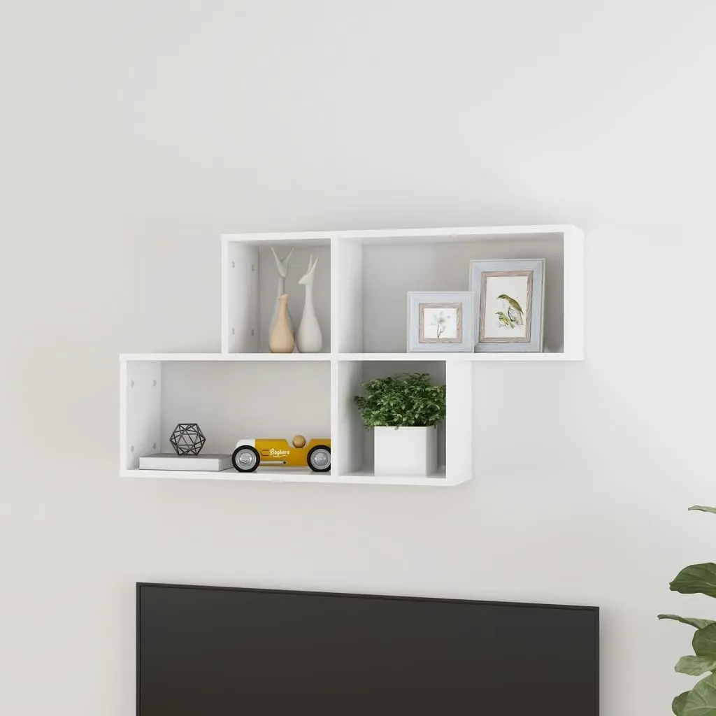 Wall Shelf High Gloss White 100x18x53 cm Engineered Wood 807166