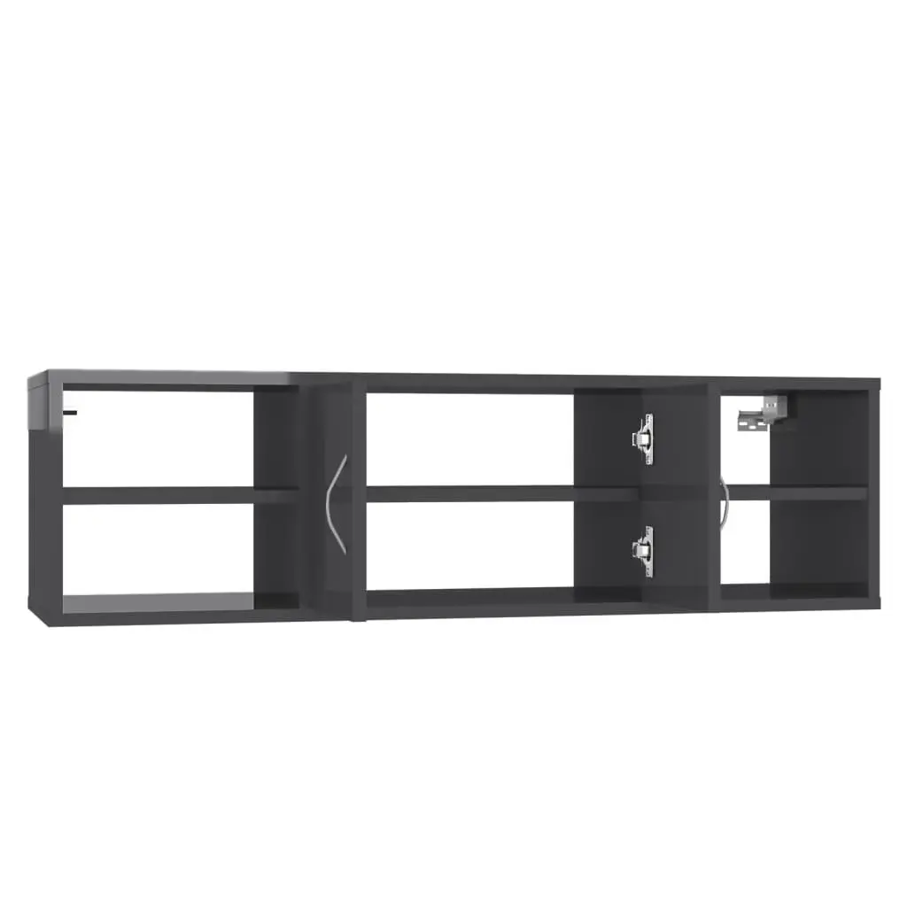 Wall Shelf High Gloss Grey 102x30x29 cm Engineered Wood 806264