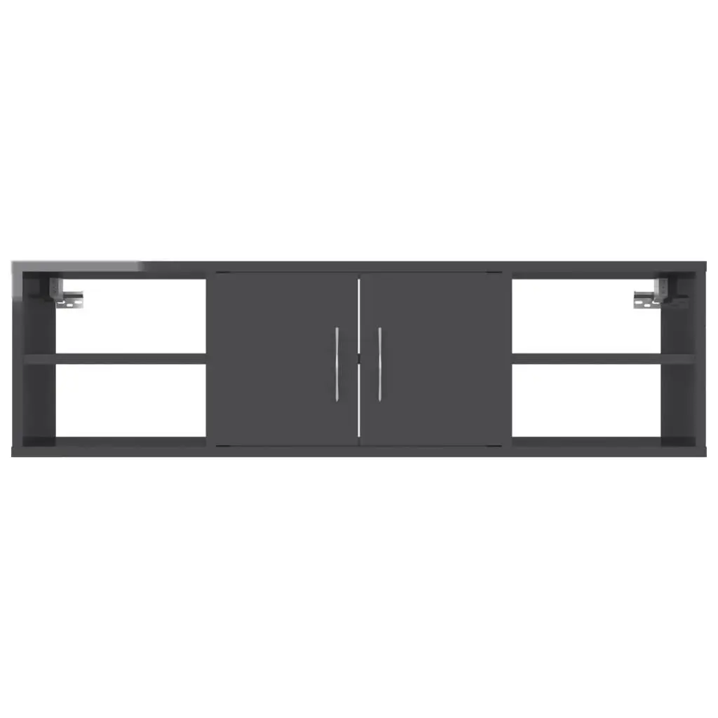 Wall Shelf High Gloss Grey 102x30x29 cm Engineered Wood 806264