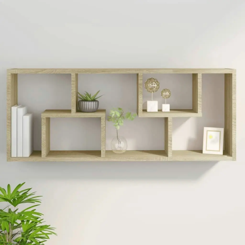 Wall Shelf Sonoma Oak 36x16x90 cm Engineered Wood 803014