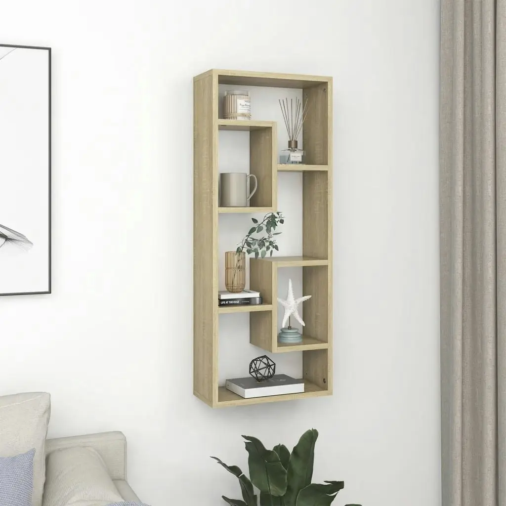 Wall Shelf Sonoma Oak 36x16x90 cm Engineered Wood 803014