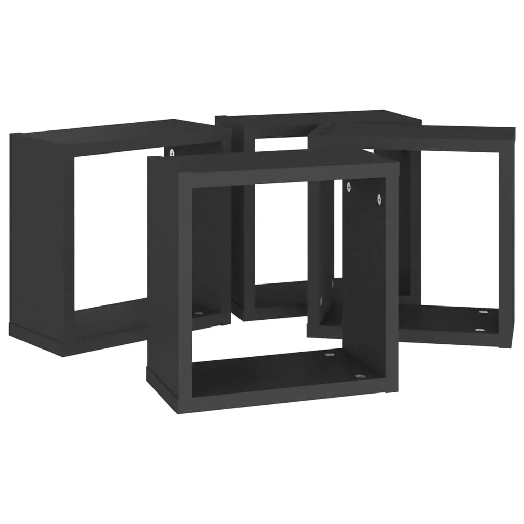 Wall Cube Shelves 4 pcs Black 30x15x30 cm 807002