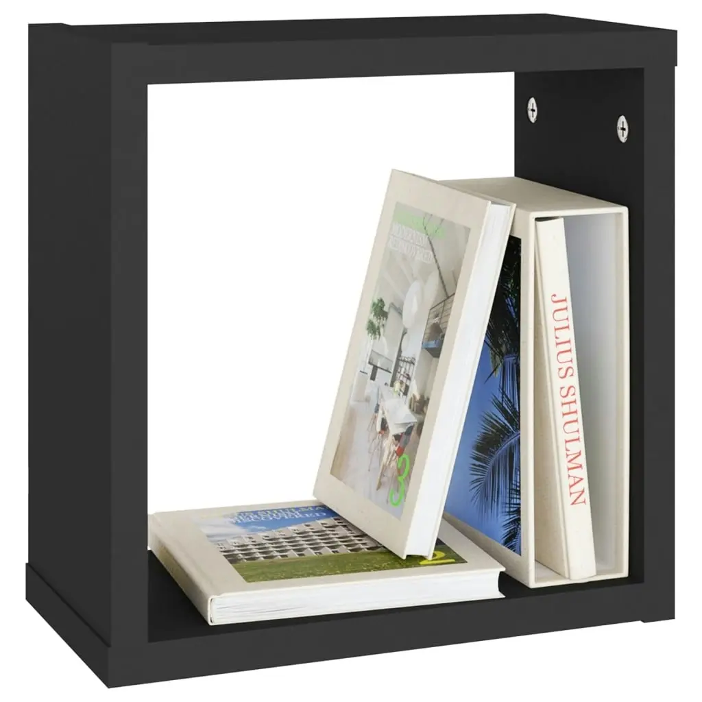 Wall Cube Shelves 4 pcs Black 30x15x30 cm 807002