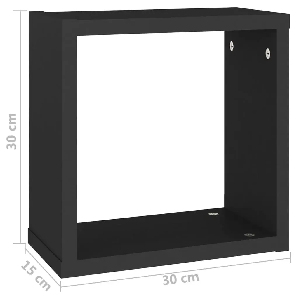 Wall Cube Shelves 4 pcs Black 30x15x30 cm 807002