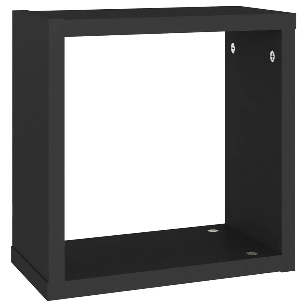 Wall Cube Shelves 4 pcs Black 30x15x30 cm 807002