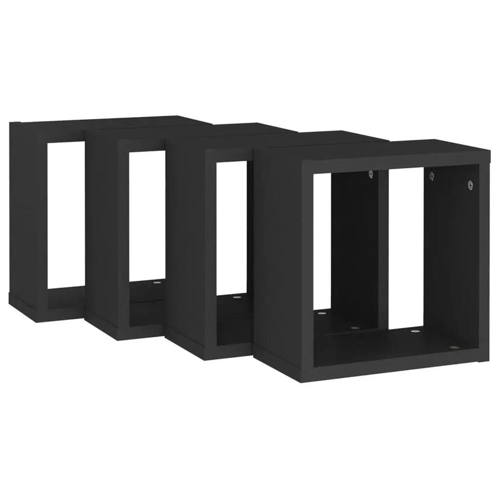 Wall Cube Shelves 4 pcs Black 30x15x30 cm 807002