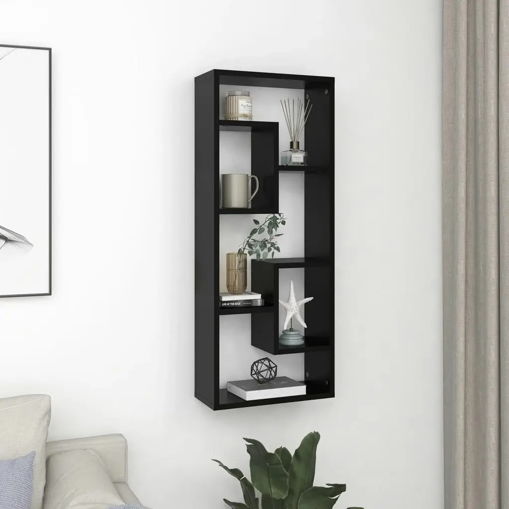 Wall Shelf Black 36x16x90 cm Engineered Wood 803012