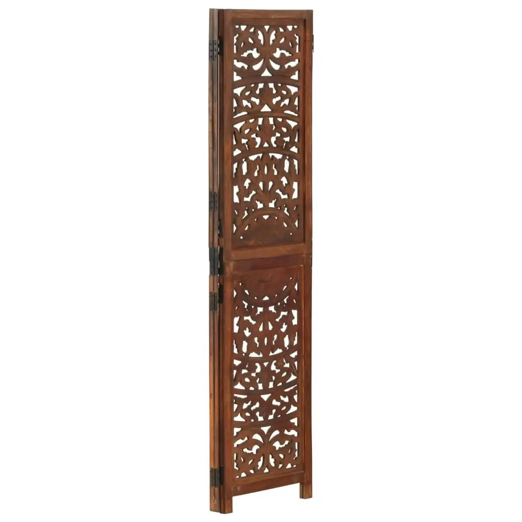 Hand carved 3-Panel Room Divider Brown 120x165 cm Solid Mango Wood 285338